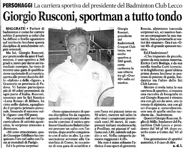 intervista Rusconi - Gazzetta di Lecco 19-09-03